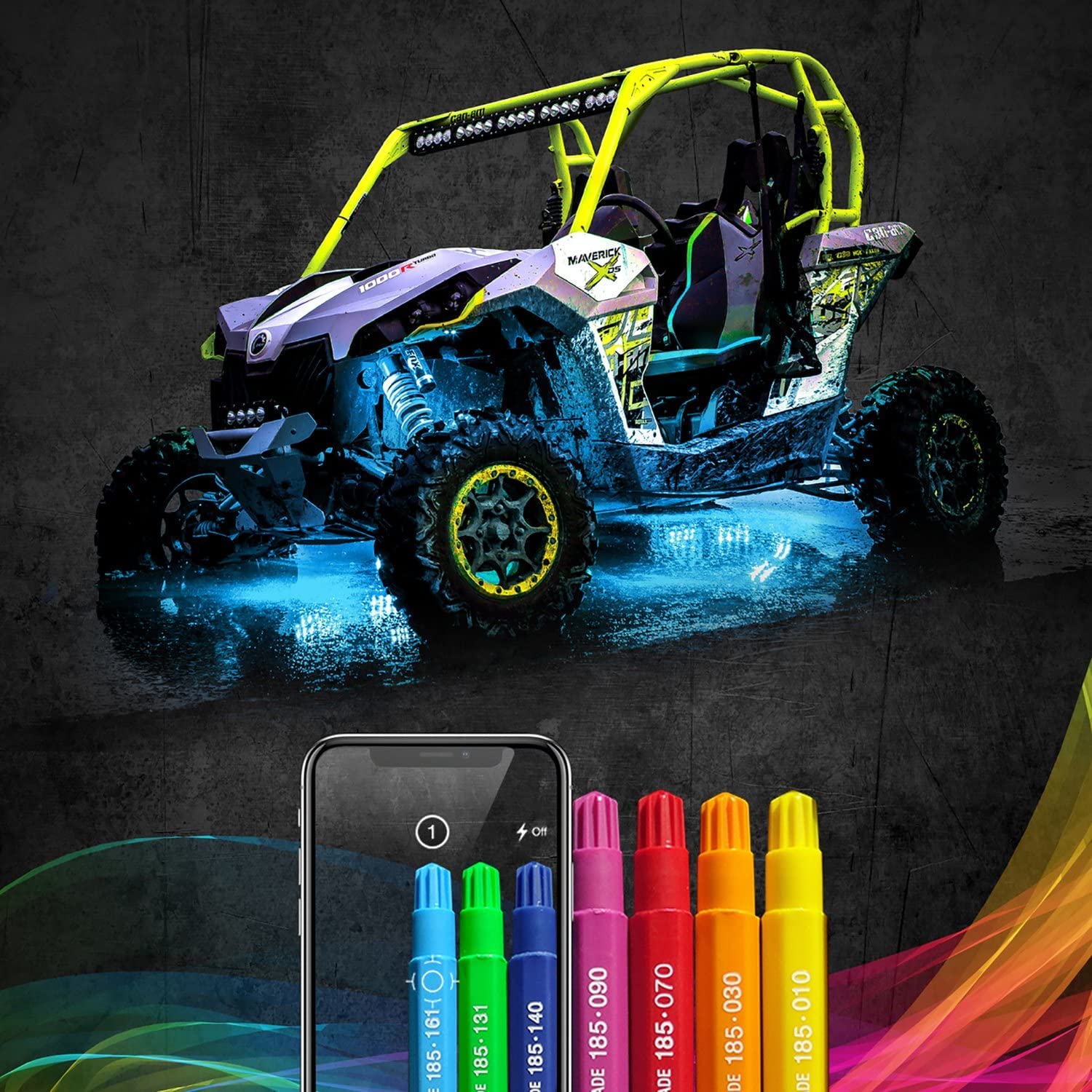 XK Glow XK-ROCK-STA-DM 4Pc 6W Led Rock Light Standard Kit With Dual-Mode Dash