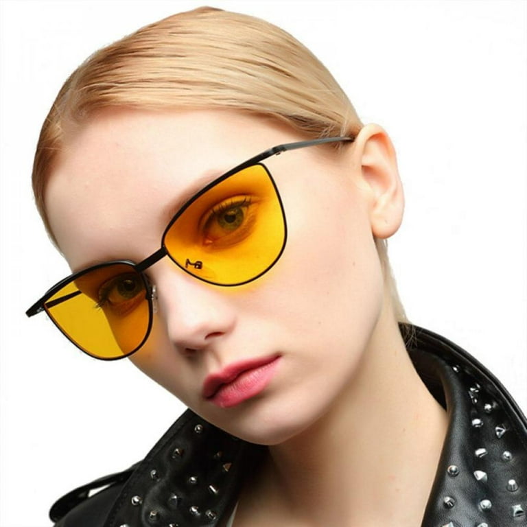 weduwe Minimaliseren Baleinwalvis Metal Frame Red Lens Sunglasses for Women Fashion Eyewear Vintage Retro  Style Red Yellow Colored Sun Glasses Femal - Walmart.com