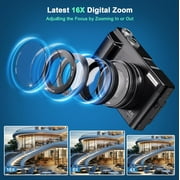 Digital Camera 4K 48MP Vlogging Camera for Youtube Autofocus 16X Digital Zoom Video Cameras with 32GB SD Card