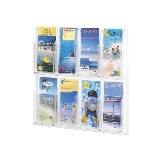 Safco Reveal - Porte-Littérature - Support Mural - 8 Compartiments - Transparent