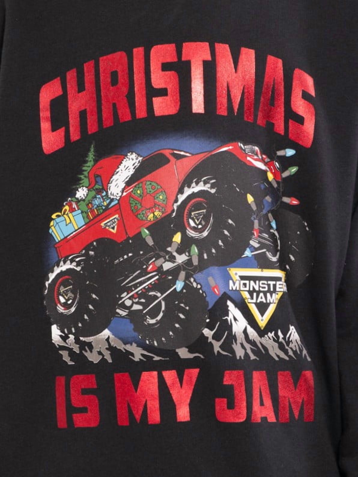 Monster Jam Boys Long Sleeve Holiday Graphic Crewneck, Sizes 4-18