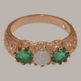thumbnail image 4 of LBG British Made 18k Rose Gold Natural Opal & Emerald Womens Promise Ring - 33 size options - Size 10.75, 4 of 7