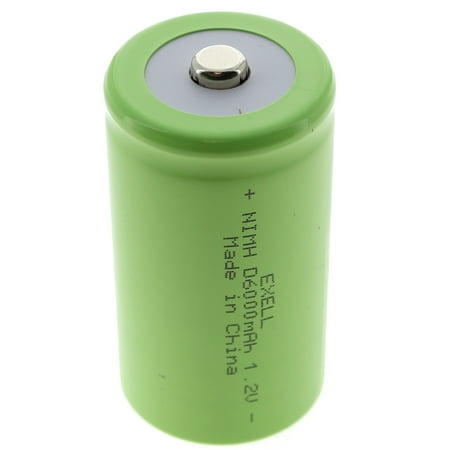 Exell 1.2V 6000mAh NiMH D Rechargeable Battery Button Top Cell