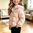 thumbnail image 4 of Kids Winter Hooded Puffer Coat, Girls Thick Warm Windproof Long‑Sleeve Solid Color Outerwear for Cold Winter Days | CSEONE, 4 of 9