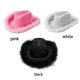 thumbnail image 5 of Sombrero de vaquera rosa con boa de plumas, ala de plumas esponjosas, sombrero de vaquero de tamaño adulto para fiesta de disfraces de despedida de soltera, 5 of 5