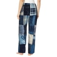 thumbnail image 3 of Picia Indigo Patchwork Quilt Womens Soft Woven Cotton Elastic Waistband Sleep Pajama Pant Lounge Sleep Pant With Pockets And Drawstring-Small, 3 of 9