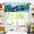 thumbnail image 3 of Marble Turquoise Valances for Windows Gradient Gold Marbling Modern Art Rod Pocket Curtain Valance Window Treatment Short Curtains for Kitchen Living Room, 58"x16", 3 of 5