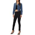 thumbnail image 2 of MODA NOVA Juniors Denim Collarless Button Down Long Sleeve Jean Jacket Blue XL, 2 of 5