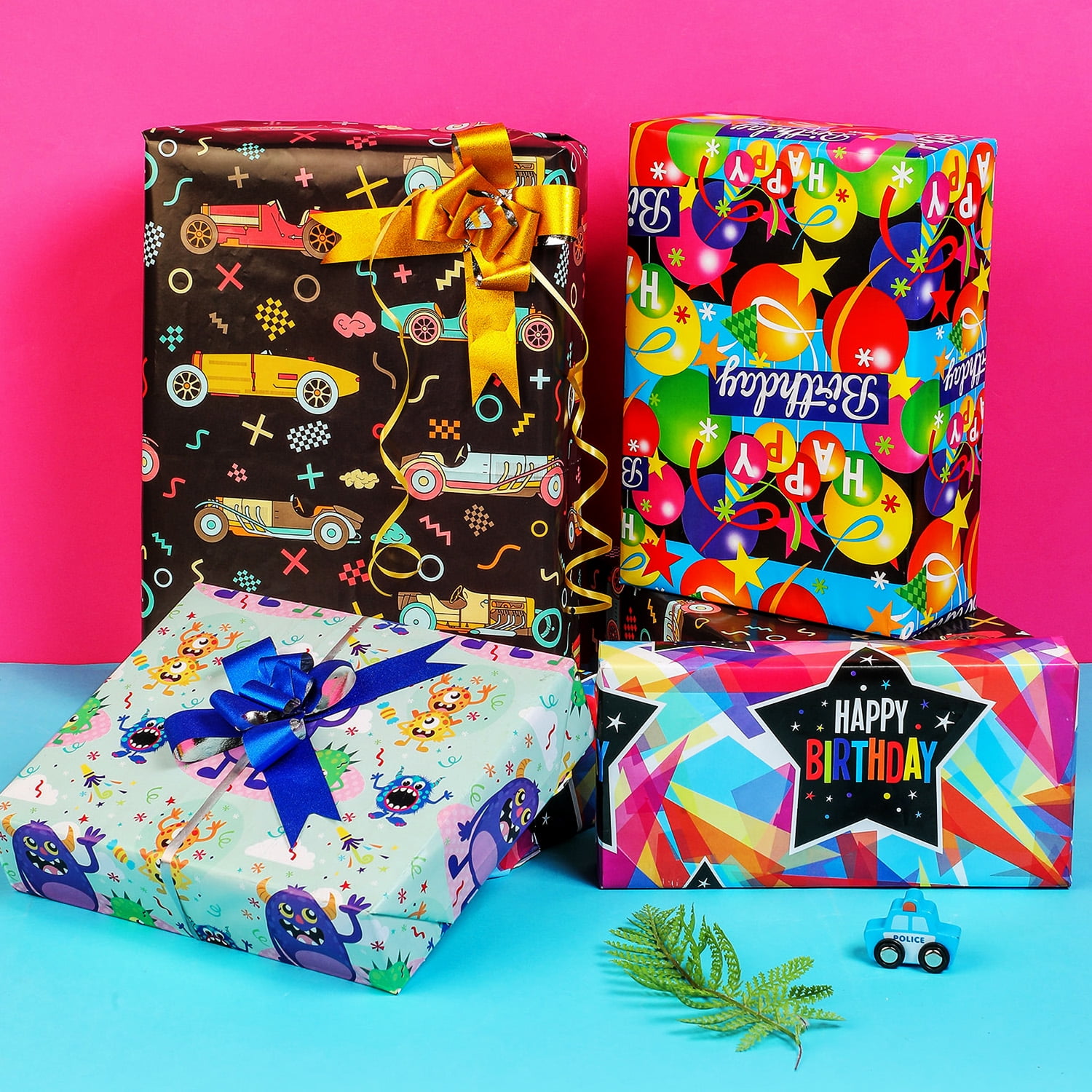 4PCS Wrapping Paper, Birthday Paper, Kraft Paper, Gift Wrapping For  Birthday, Paper For Gifts, Girls, Boys, School