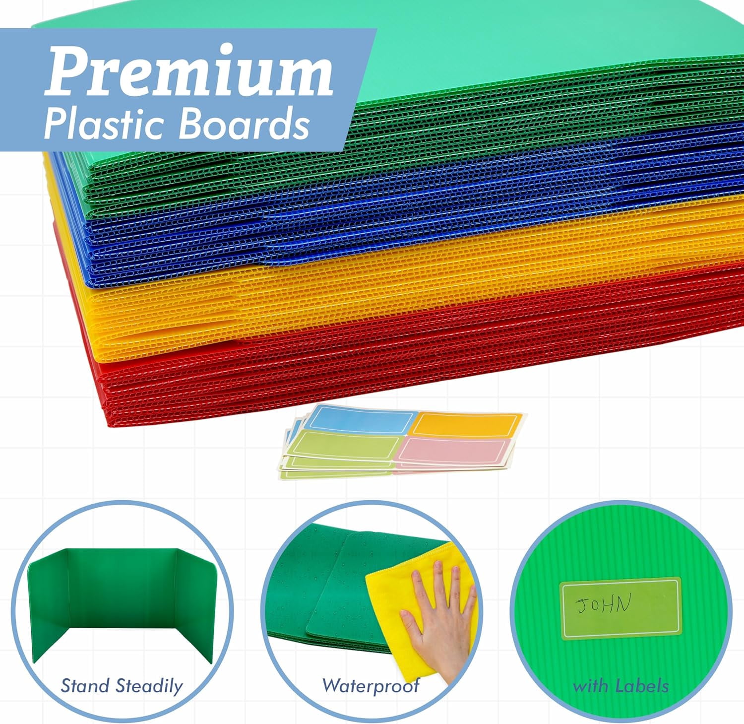 4E's Novelty Desk Privacy Panels for Students 20 Pack – Trifold Plastic Dividers for Classroom