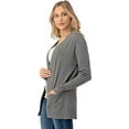 thumbnail image 4 of Cielo 1985 Women's Open Long Cardigan Sweater with Pockets - By The Simply Fashion HeatherGrey M, 4 of 7