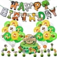thumbnail image 1 of 43 piezas de decoración para fiesta temática de animales de la selva, globos, decoraciones para fiesta de cumpleaños de animales, globos de feliz cumpleaños, guirnalda, 1 of 5