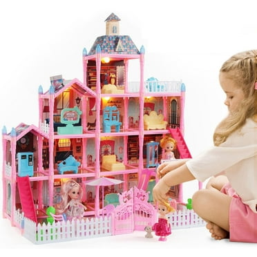 Spvtwiu DollHouse Toys for Girls 3 6 Years,4-Story 13 Rooms Playhouse with Dolls Toy Figures, Gift Toy for Girls Ages 3 4 5 6 7 8 