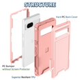 thumbnail image 2 of Dteck Case for Google Pixel 8 Pro,Shockproof Silicone + PC 3-Layer Protective Case Heavy Duty Armor Back Cover,Rosegold, 2 of 7