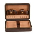 thumbnail image 2 of Estuche de cuero para humidificador de cigarros de viaje, madera de cedro portátil con humidificador para 4 cigarros, 2 of 8