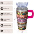 thumbnail image 3 of 20oz Stainless Steel Tumbler with Lid and Straw, Bohemian Insulated Travel Coffee Cup, Double Wall Vacuum, Leakproof Thermal Mug, 3 of 5