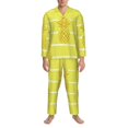 thumbnail image 3 of Fotbe Gold Pineapple Pijama de Hombre con Estampado de Manga Larga, Conjunto de 2 Piezas, Ropa de Dormir Suave y Cómoda con Bolsillos-Large, 3 of 7