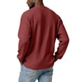 thumbnail image 5 of Men's Waffle Knit Crew Neck Pullover - Long Sleeve Daily Wear - Burgundy - Size S, 5 of 9