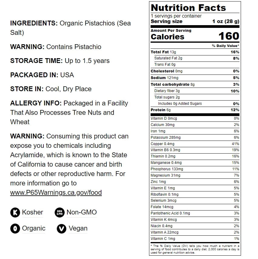 Food to Live Organic California Pistachios (In Shell, Roasted and Salted, Non-GMO, Bulk) (10 Pounds)