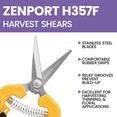 thumbnail image 4 of Zenport H357F Comfi-Grip Harvest Shear, Straight Blade, 2 Inch Stainless Steel Blades, Black/Yellow, 4 of 5