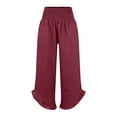 thumbnail image 4 of Flowy Beach Pant Lightweight Summer Resort Wear Black Linen Pants Women Linen Palazzo Pants for Women Vacation Beachy Travel Pant Casual Gauze Crop Trousers Plus Size Ruffle Hem Wide Leg Trousers, 4 of 5