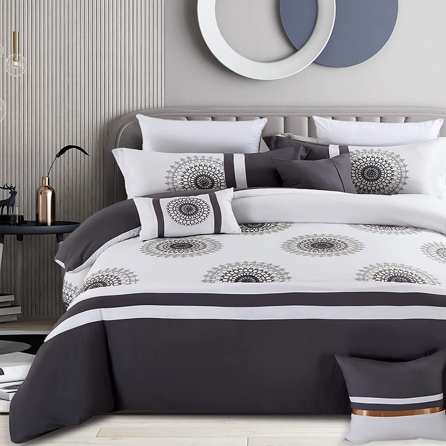 Queen Comforter Set 7Piece Embroidered Comforters Set Queen Luxury