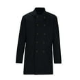 thumbnail image 3 of IYTR Men's Double Breasted Peacoat Lapel Solid Color Long Sleeve Coat Winter Warm Overcoat Long Trench Coat Black M, 3 of 6