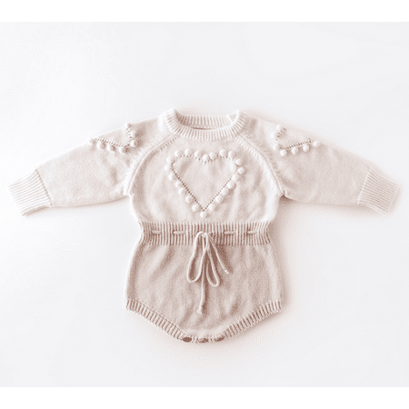 

Baby Girls Autumn Winter Romper Newborn Long Sleeve Knitted Patchwork Overalls Jumpsuit