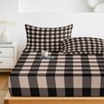 thumbnail image 6 of Twin XL Size Fitted Sheet Set - Black Plaid 2 Piece Bedding Sets 16" Deep Pocket Fitted Sheet with 1 Pillowcases, Vintage Country Gray Buffalo Check Gingham Brushed Microfiber Hotel Luxury Bed Sheets, 6 of 9