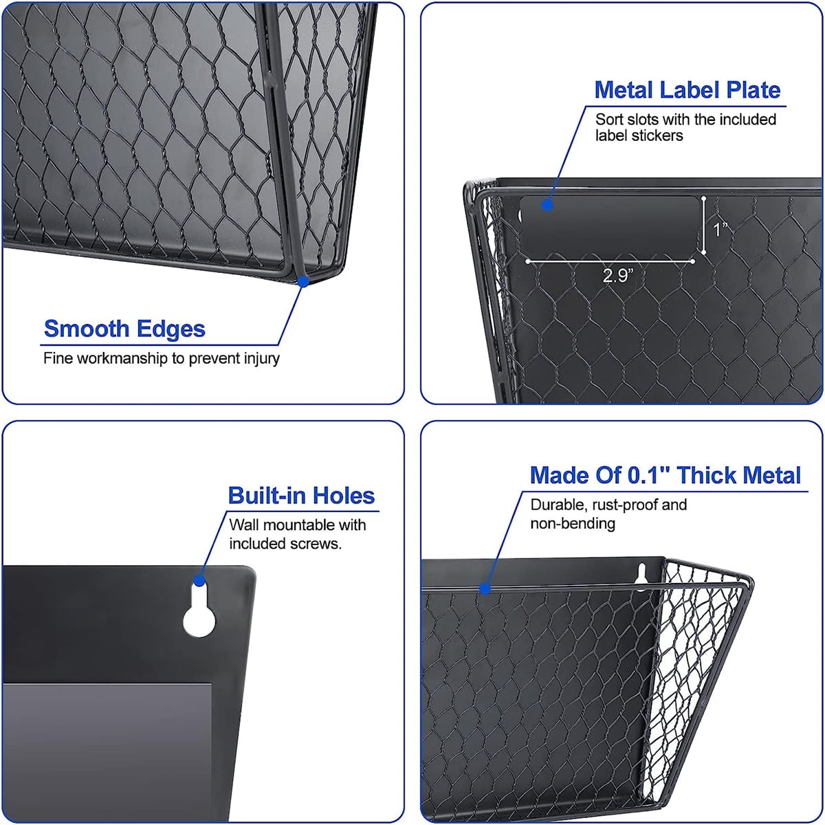 Bexikou 1 Tier Mesh Hanging File Folders Holder,Magnetic File Holder for File Cabinets -Strong Magnetic Paper Mail Holder Drill Free Wall Organizer for File Cabinets, Refrigerator, Whiteboard