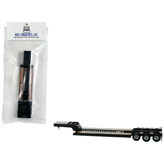 Low Boy Flatbed Trailer Black 1/87 (HO) Scale Plastic Model Car by HO Logistics