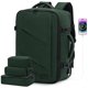 thumbnail image 1 of Mochila de viaje LOVEVOOK Carry on de 40 litros con puerto USB, color verde oscuro, 1 of 8