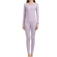 thumbnail image 2 of BLTIBY Womens Pajama Sets Solid Color Warm Lounge Set Round Neck Long Sleeve Top and Jogger Pants Fashion Comfortable Outfits Purple M, 2 of 6
