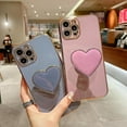 thumbnail image 4 of compatible iPhone 12 Electroplating Love Heart Holder TPU Phone Case Cheap and fine, 4 of 5