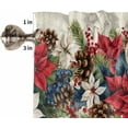 thumbnail image 3 of Red Blue Christmas Kitchen Curtain 2 Panels Tiers Curtains 24 Inch Length, Xmas Botanical Poinsettia Balls Curtains Rod Pocket Curtains Window Drapes Treatment Window Cafe Curtains, 3 of 5