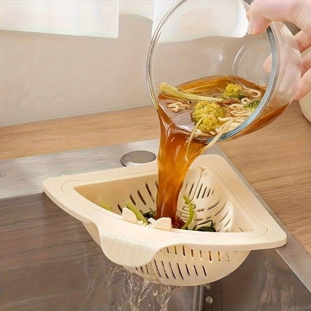 Cesta de filtro for fregadero de cocina aleatoria de 1 pieza: diseño triangular, drenaje rápido, fácil de limpiar, adecuada for almacenar residuos de vajilla y artículos pequeños