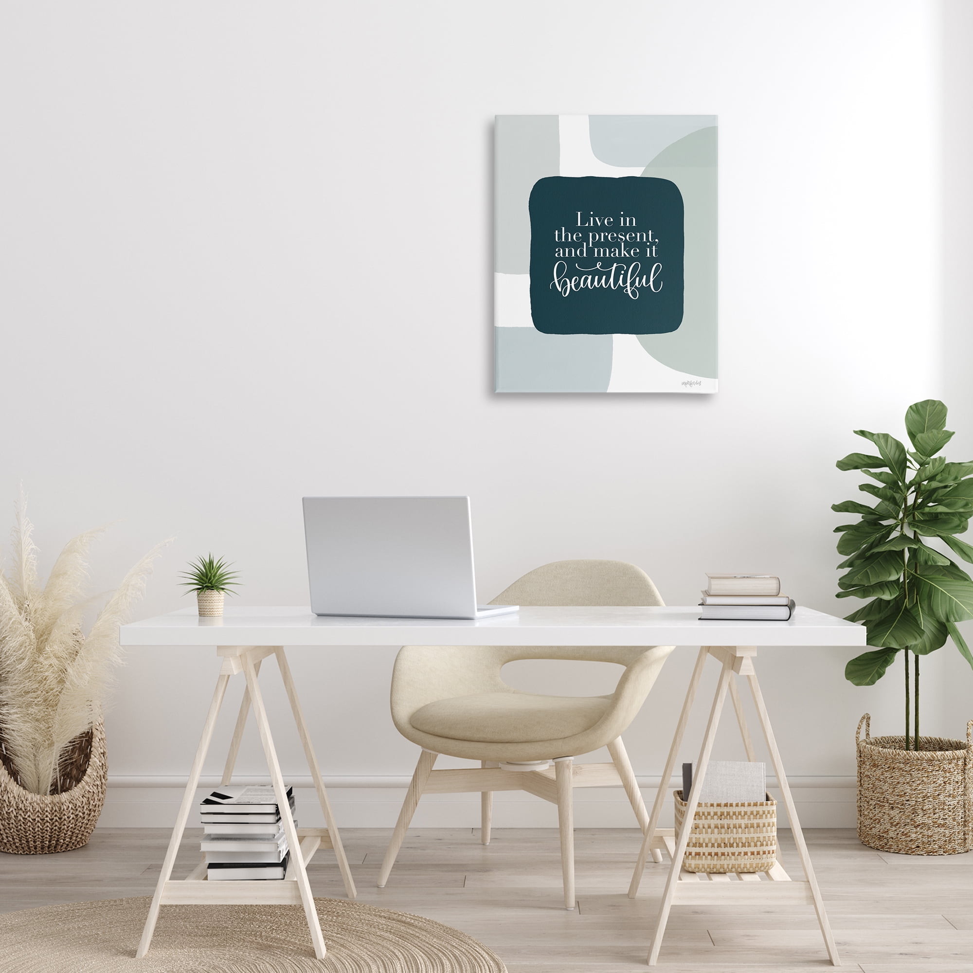 Stupell Industries Live In The Present Typography Painting Gallery Wrapped Canvas Art Print Wall Art, 24 x 30