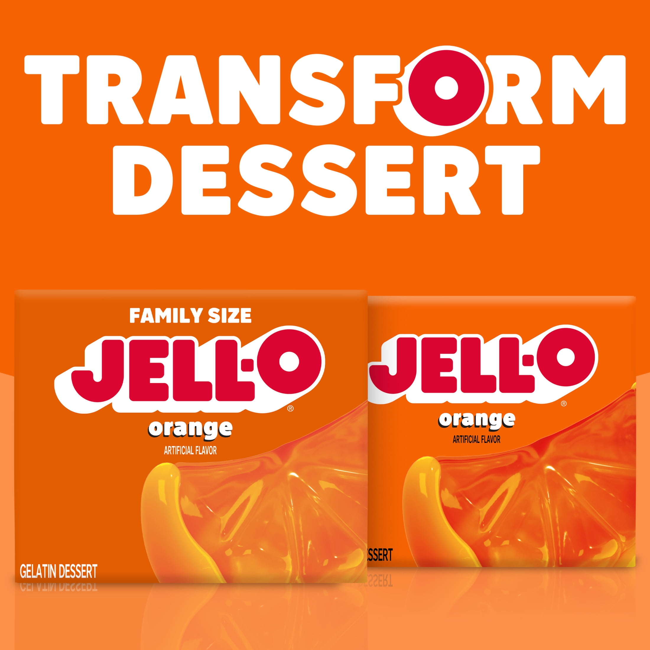 (2 pack) Jell-O Orange Gelatin Dessert Mix, Family Size, 6 oz Box