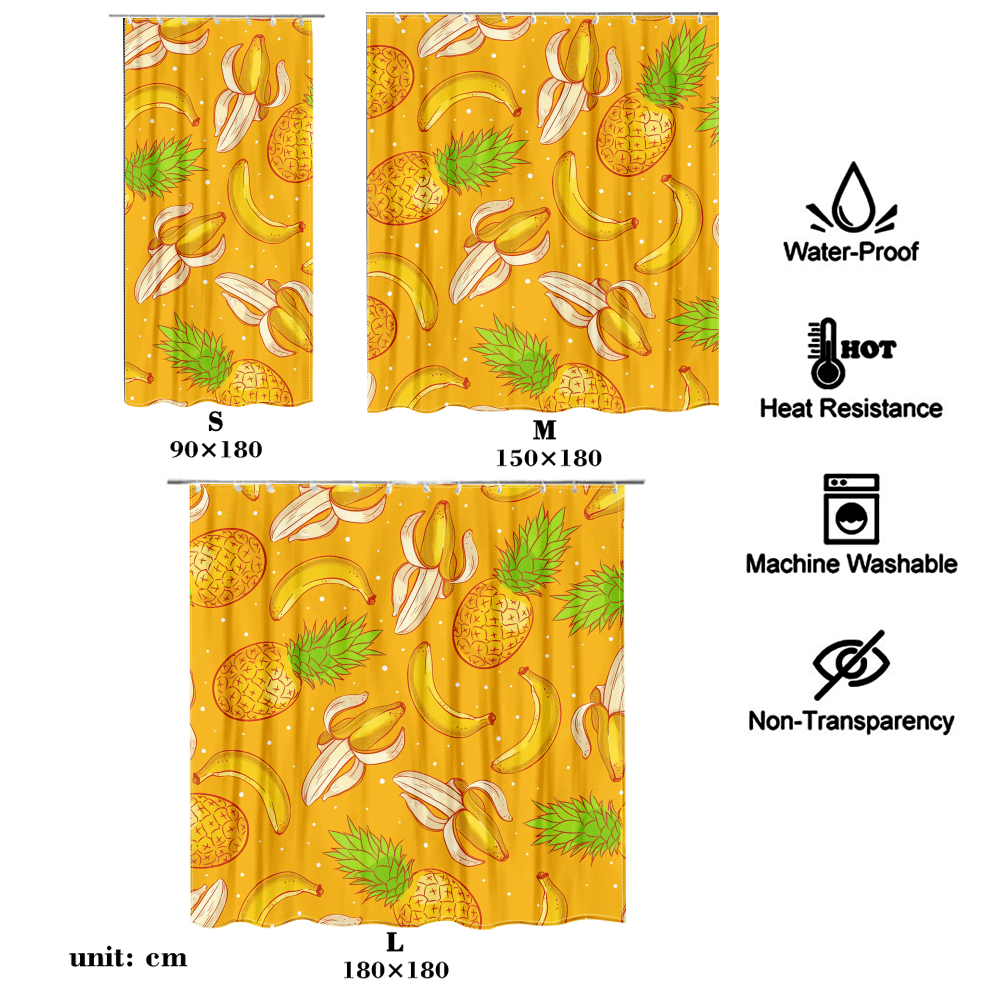 Personalized Fruit Floral Shower Bath Curtain Machine Washable Shower