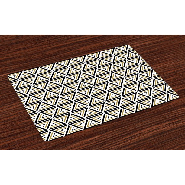 Abstract Placemats Set of 4 Geometric Triangle Pattern with Angled
