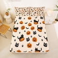 thumbnail image 5 of Manfei Spooky Print Halloween Bed Sheets,Cartoon Black Cat Full Size Sheets,4 Pieces,1 Flat Sheet,1 Fitted Sheet and 2 Pillowcases, 5 of 6