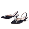 thumbnail image 4 of Zhabtuc Slingback Rhinestone Bow Heels for Women Closed Pointed Toe Kitten Pumps Slip On Stilettos Wedding Bride Dress Shoes Black Size 8.5, 4 of 8