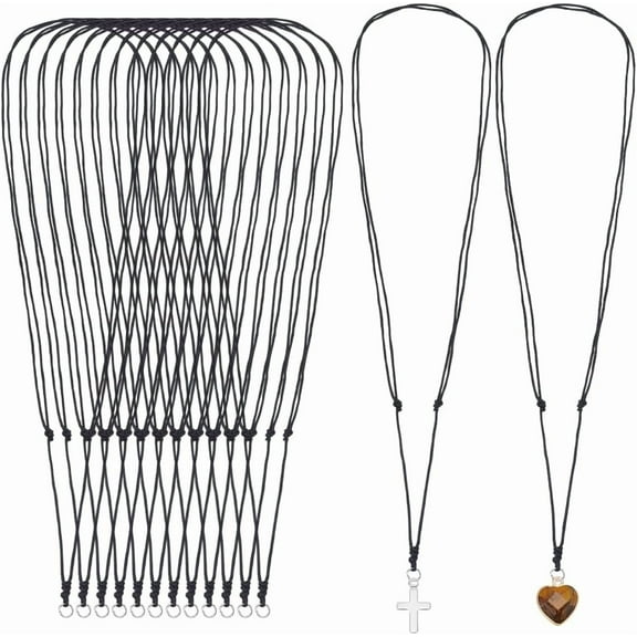 Black 15Pcs Adjustable Necklace Cord for Charm Black Necklace Rope Jewelry Waxed Cord Chain Bulk for Women Men Charms Pendants Jewelry Making Supplies