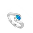 thumbnail image 4 of CHOOSE YOUR COLOR Blue Simulated Opal Dainty Ring 925 Sterling Silver Band CZ Female Size 6, 4 of 4