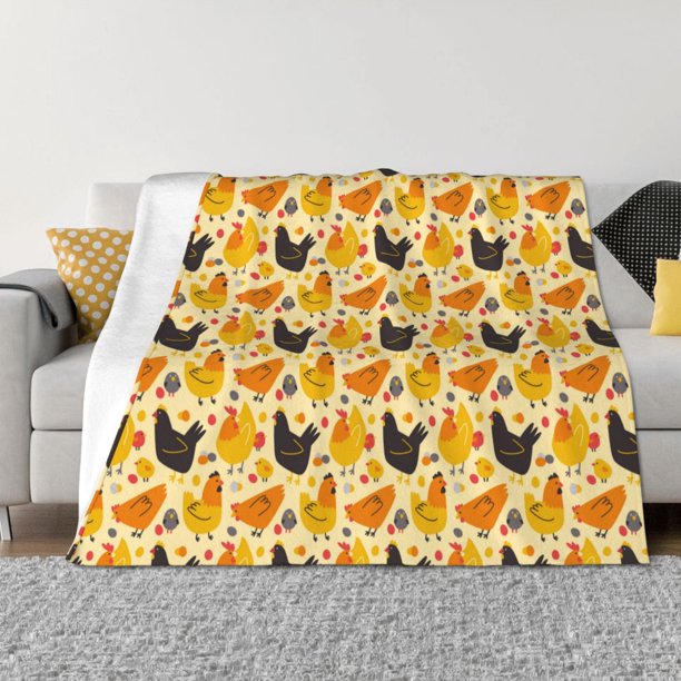 Balery Funny Chicken Manta de Franela con Dibujo, Lujo Ultra Suave y Cálido, Antipelusa y Resistente a las Arrugas para Cama, Sofá, Camping -80"x60"