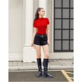 thumbnail image 5 of CAILDANL Mock Neck Tops for Women Basic Short Sleeve Tight Summer Sexy Dressy Casual Summer T-Shirts, 5 of 6