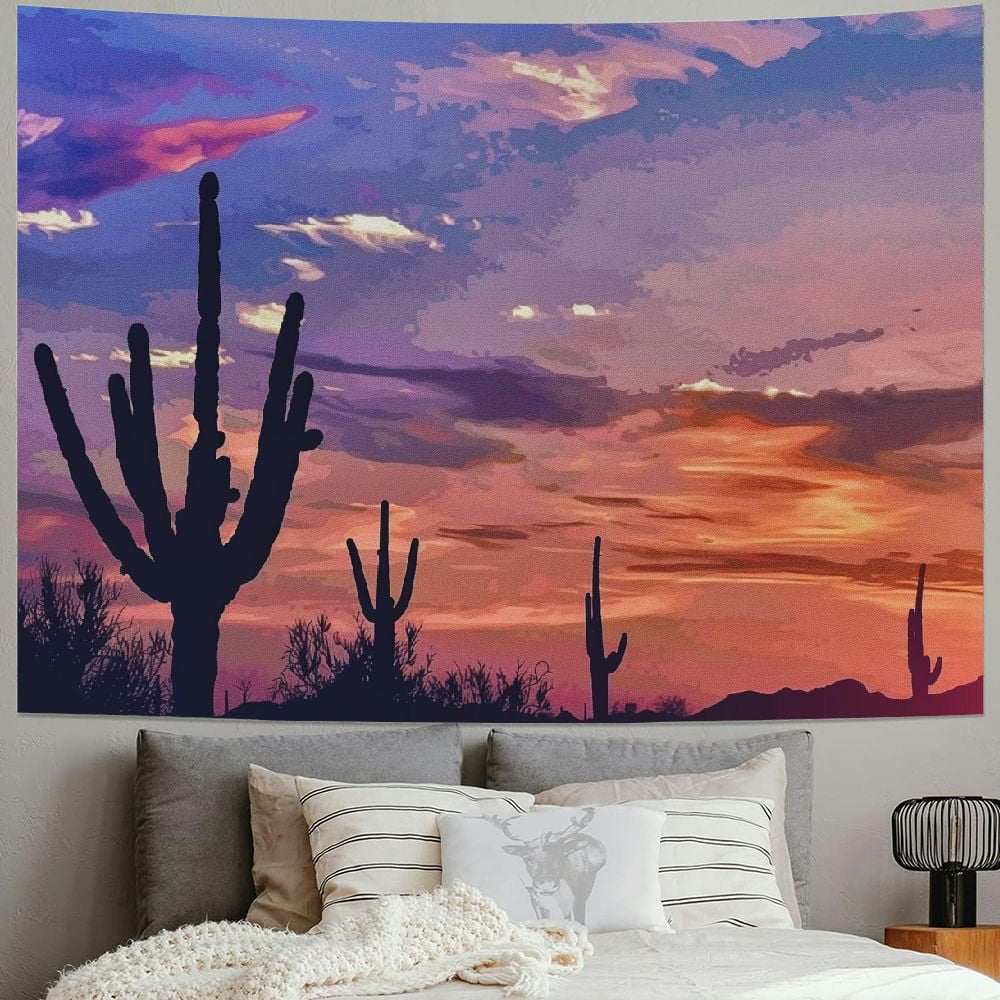 Creowell Southwest Desert Vintage Tapestry, Arizona Saguaro Cactus