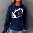 thumbnail image 2 of Jinhomg Womens Game Day Sweatshirt Cute Football Graphic Crewneck Hoodie Fall Casual Comfy Waffle Knit Long Sleeve Hooded Sweatshirt with Kangaroo Pocket Summer Saving Blue S, 2 of 7