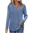 thumbnail image 3 of JUSLIO Shirts for Women with Pockets Solid Hoodies Fashion Long Sleeve Hoodies Navy XL, 3 of 8