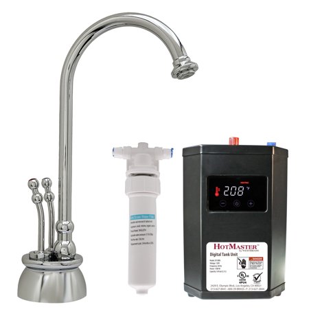 Westbrass Docalorah 10 2-Handle Hot and Cold Water Dispenser Faucet with Digital Tank and Filter Polished Nickel